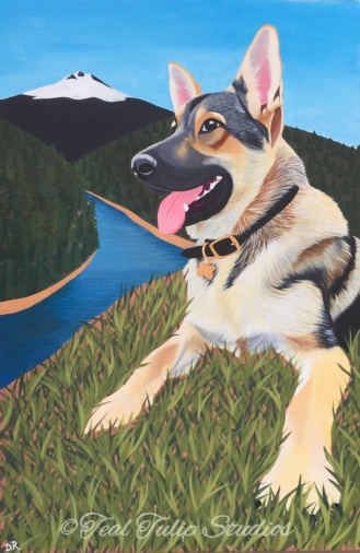 Custom German Shepherd Dog Painting